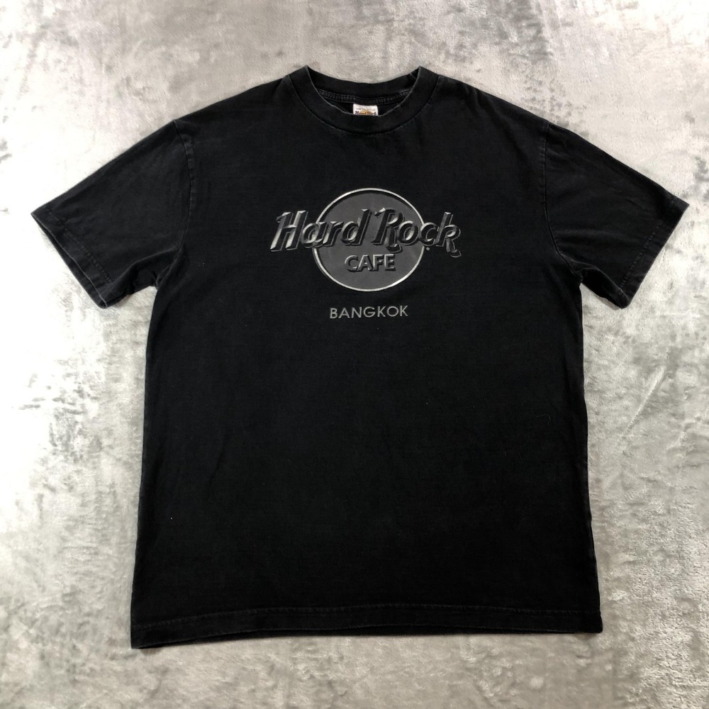 Vintage Hard Rock Cafe Shirt Mens Large Black Bangkok Logo Graphic Tee